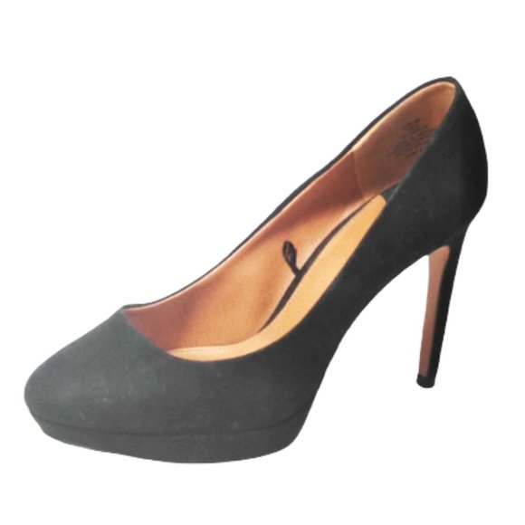 H&M black suede type heels platform Size 8 - 4.25" high - Picture 2 of 8